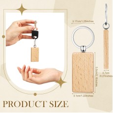 Wooden Keychain with Stainless Steel Ring